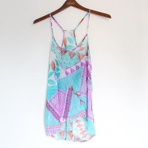 3/$15 Philosophy of Paek Printed Tank Top Spaghetti Strap Racerback Sheer Small
